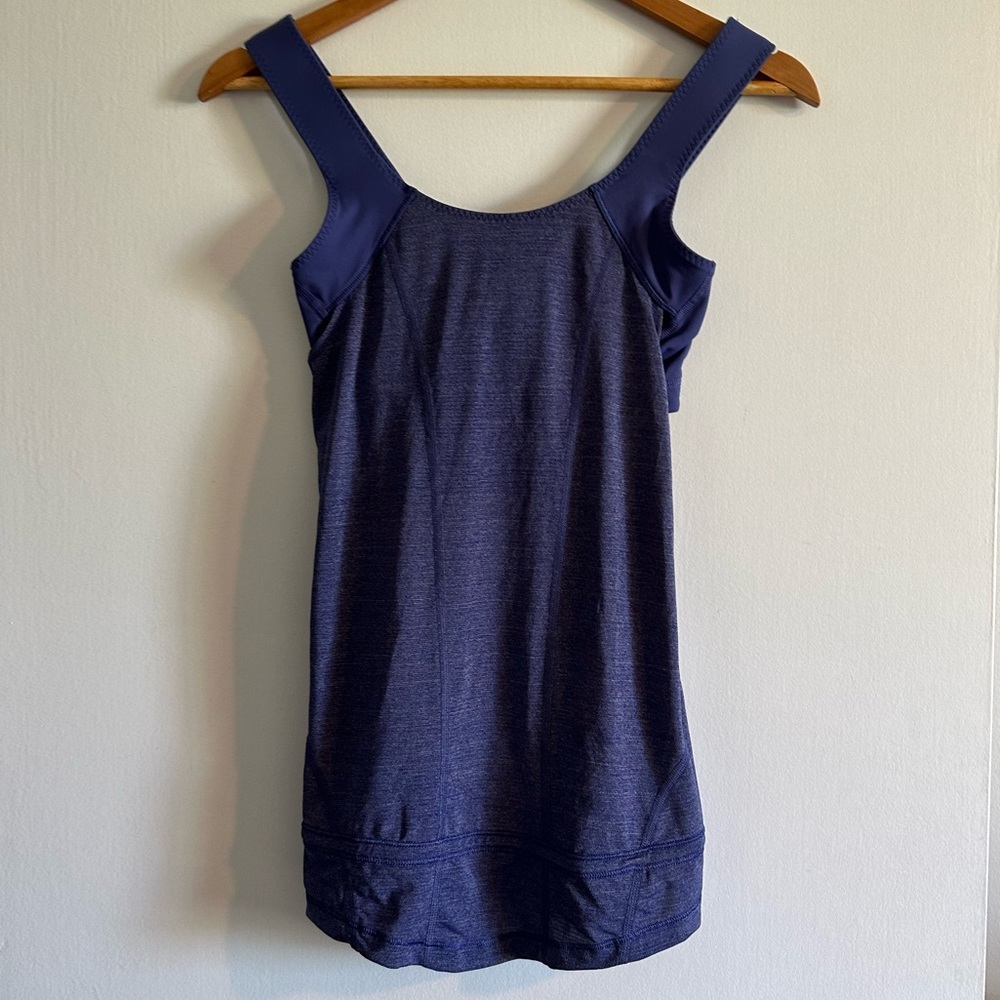 Lululemon Athletica Blue Purple Run for Your Life Shelf Bra Athletic Tank Size 4 - Picture 2 of 8